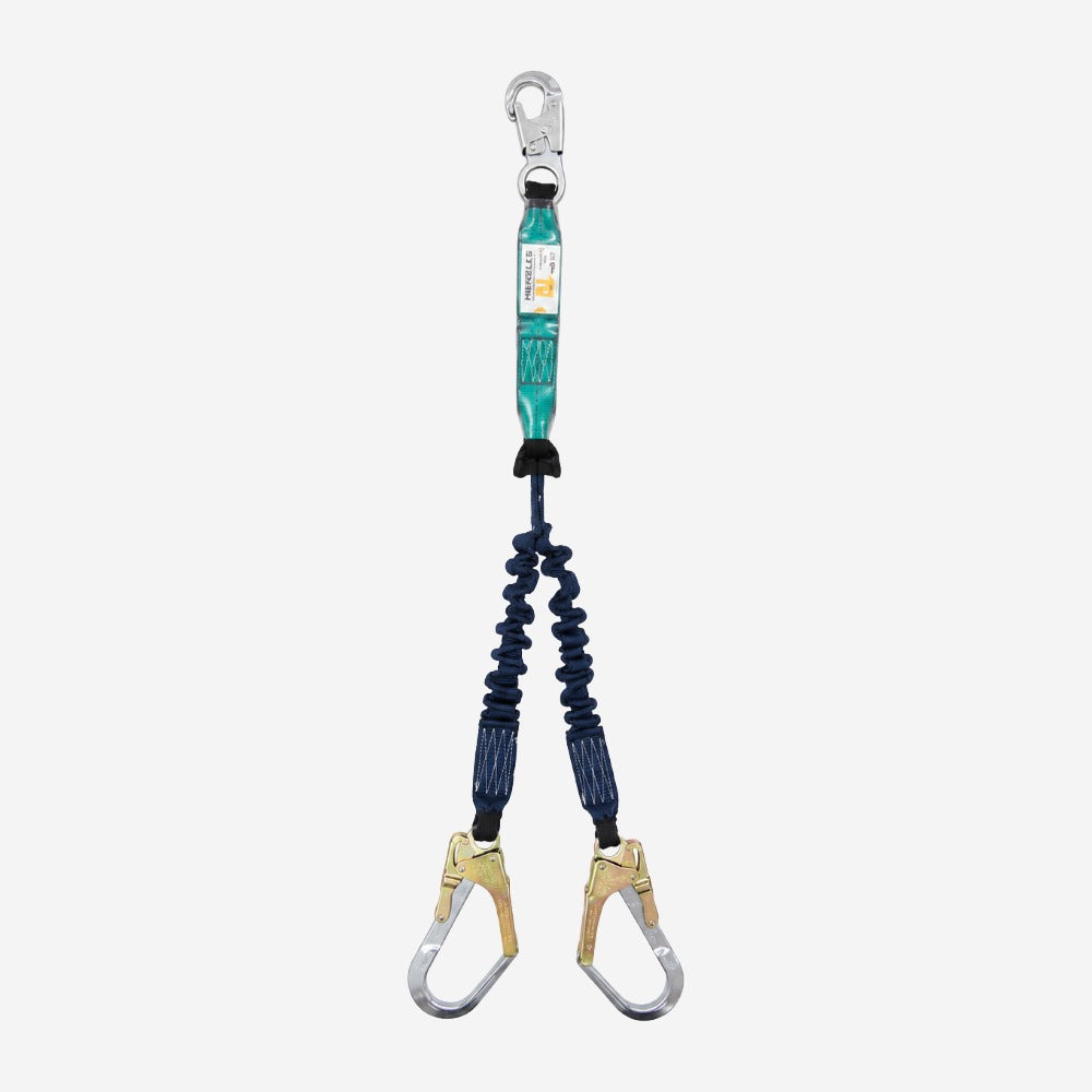 Talabarte Duplo em Y Elástico para Trabalho em Altura Retenção de Queda com Absorvedor 1,30m Conectores 53mm e 20mm Hércules HL03259YE