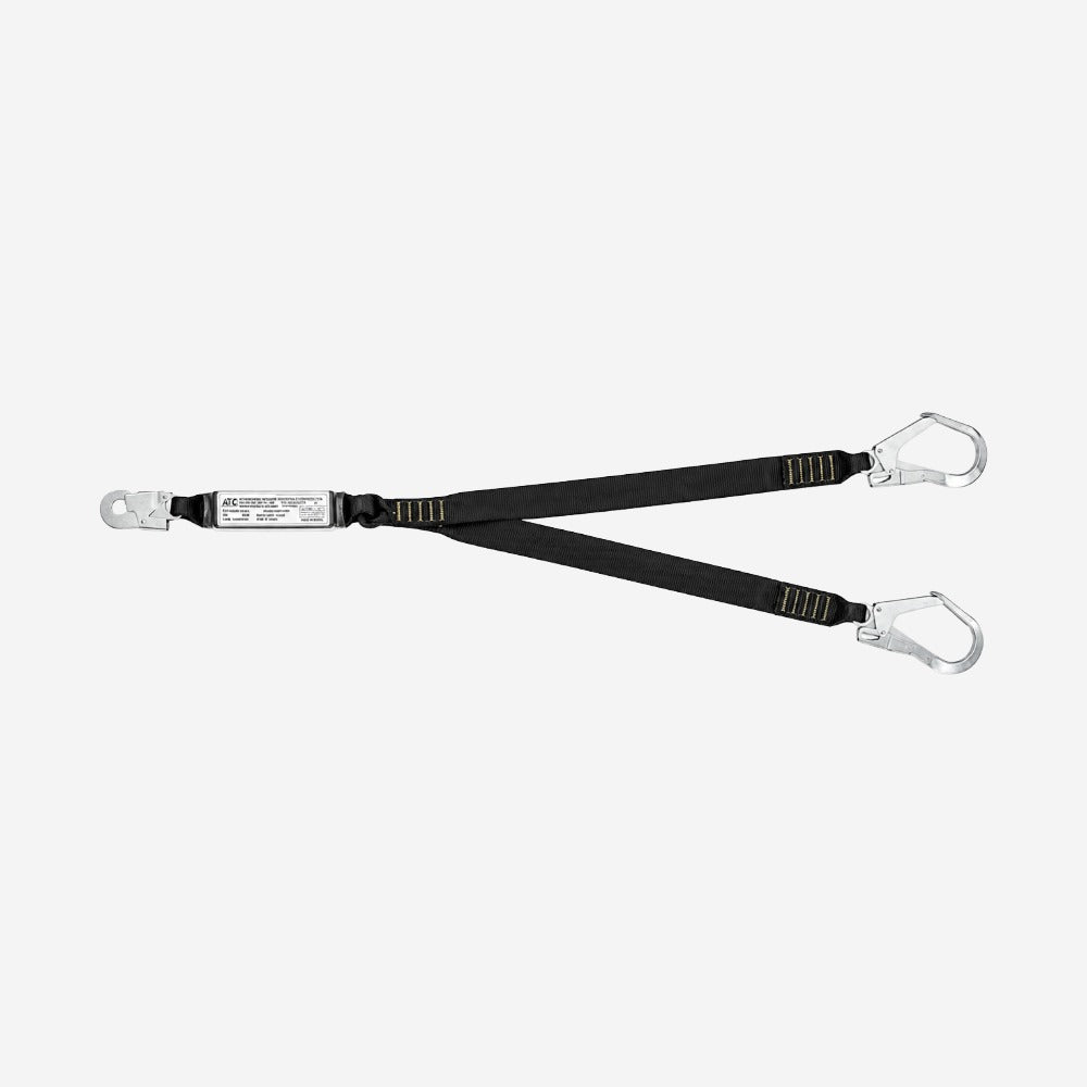 Talabarte Duplo em Y Retardante à Chama com Absorvedor para Trabalho em Altura Fita Poliéster 45mm 1,5m Conectores 55mm e 21mm MG Cinto MULT 1892H