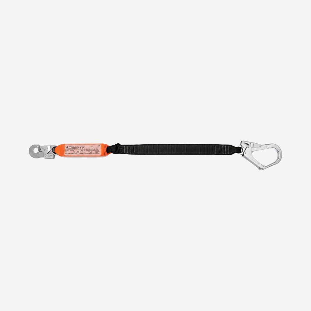 Talabarte Simples em I com Absorvedor para Retenção de Queda Trabalho em Altura Fita Poliéster 45mm 1,5m Conectores 55mm e 21mm MG Cinto MULT 1895F