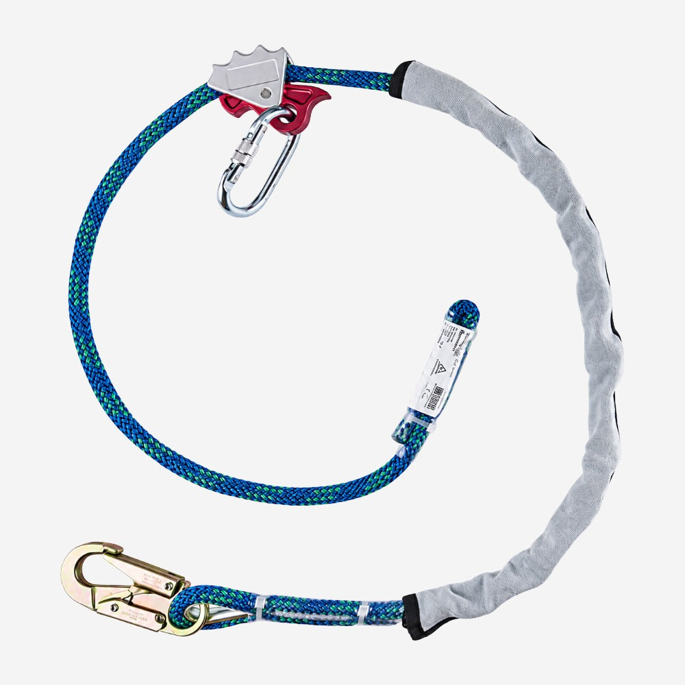 Talabarte de Posicionamento Ajustável para Trabalho em Altura Corda Poliamida 2m Proteção Couro Conectores 25mm e 15mm Hércules HL032AJN2