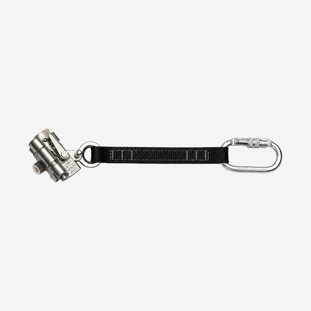 Trava-Queda Deslizante Guiado em Linha Flexível para Corda 12mm Aço Inox Duplo Travamento Extensor 25mm Mosquetão Rosca MG Cinto MULT 3104