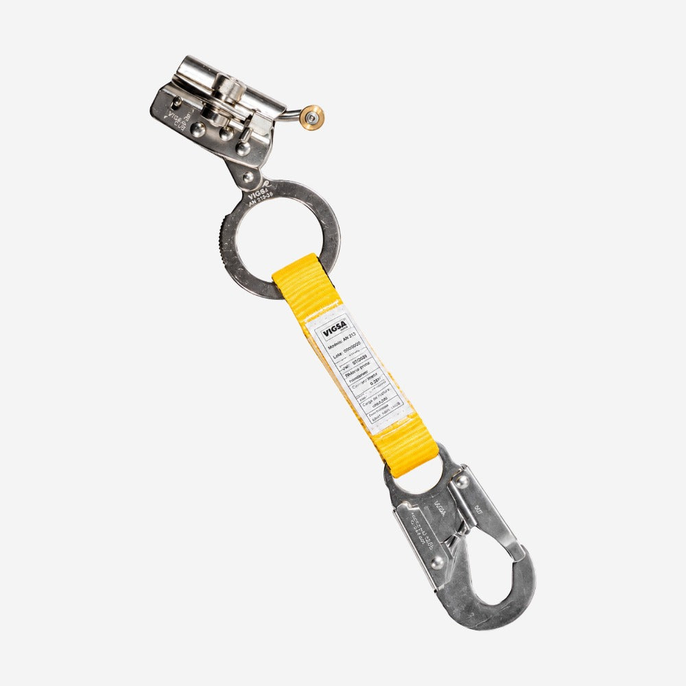 Trava-Quedas Deslizante com Extensor para Corda 12mm Trabalho em Altura Linha de Vida Dispositivo em Aço Conector 20mm VICSA VIC29041