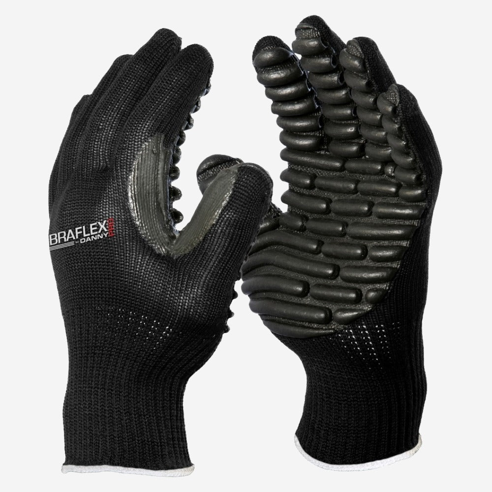 Luva de Proteção Anti-impacto Tricotada Em Algodão Com Gomos de Cloro Neoprene Preto Danny Vibraflex Pro DA-4.004 C.A 44277