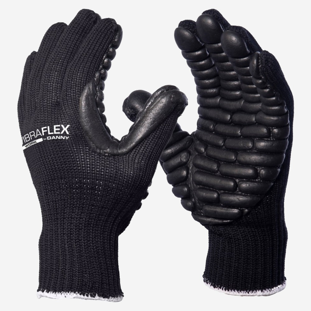 Luva de Proteção Anti-vibração Tricotada Em Algodão Preto Com Gomos Na Palma e Dedos Danny Vibraflex Work DA-4.000 C.A 44549