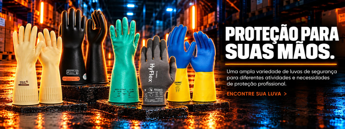 Proteção para suas mãos. Luvas de segurança para diferentes atividades e necessidades de proteção profissional. Encontre sua luva.