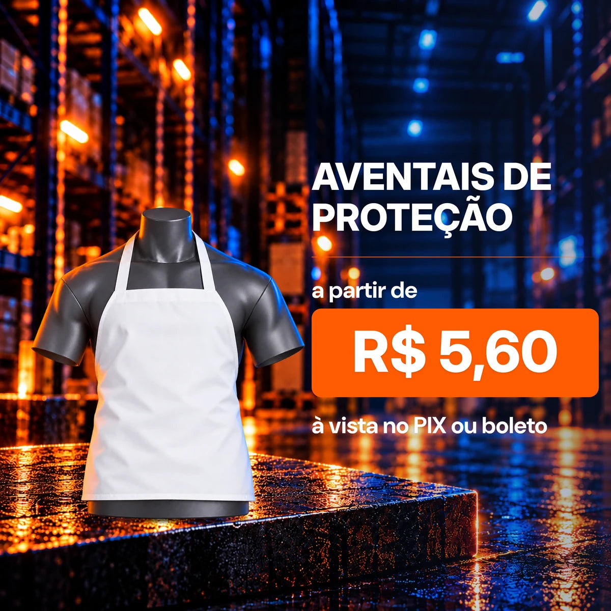 Aventais de proteção a partir de R$ 5,60 à vista no Pix ou boleto. Avental branco com alças.