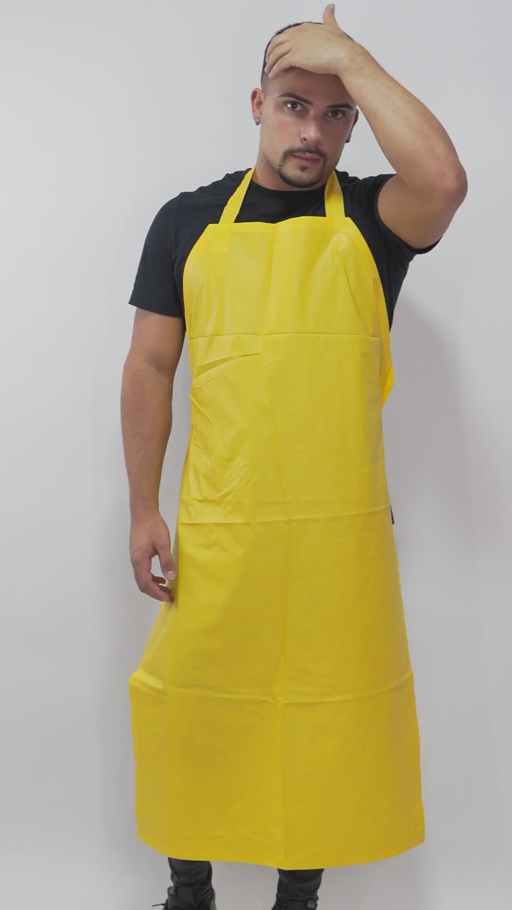 Avental de PVC Forrado Amarelo 120x65cm Para Indústria Alimentícia Impermeável Com Tiras Ajustáveis Maicol C.A 37475