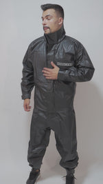 Conjunto para Motoqueiro Motoboy de PVC Preto Impermeável Gola Alta com Fechamento em Zíper e Velcro Maicol C.A 37473/37474