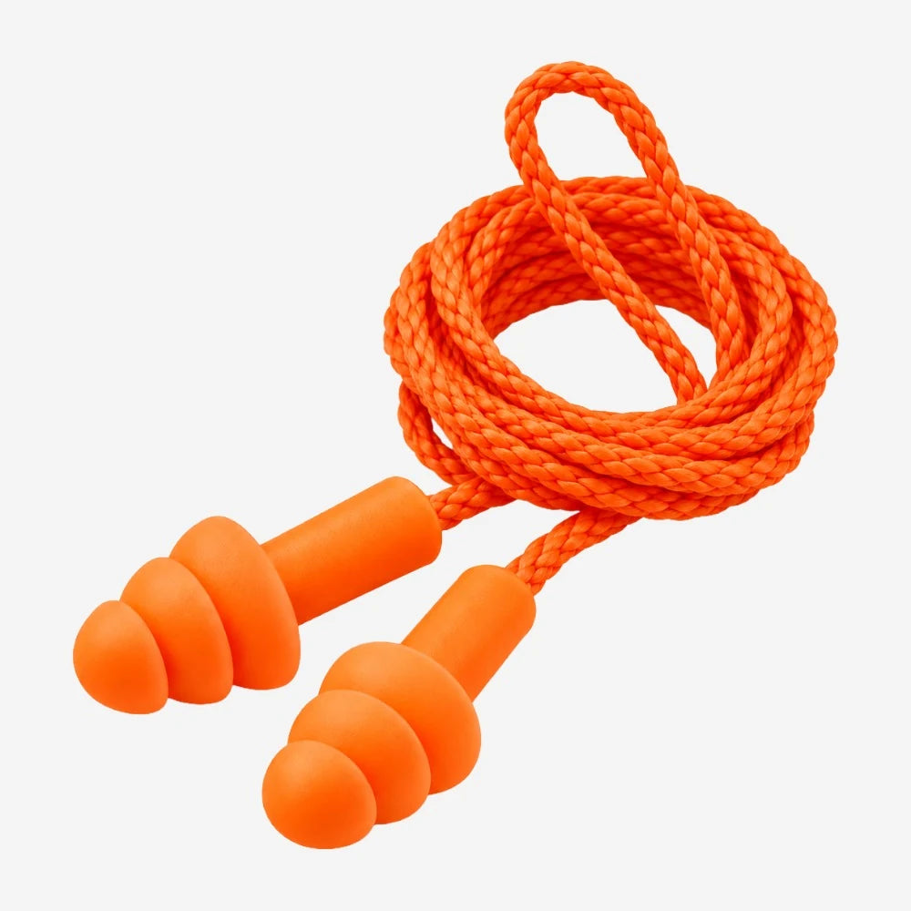 Protetor auditivo plug de silicone laranja Maxxi Royal modelo sensor, com cordão laranja, três flanges, CA 11512